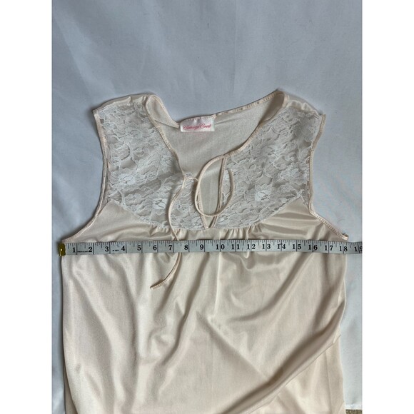 Vintage Carriage Court Nightgown Chemise Slip M Cream Lace Trim Retro Satin - Picture 7 of 8